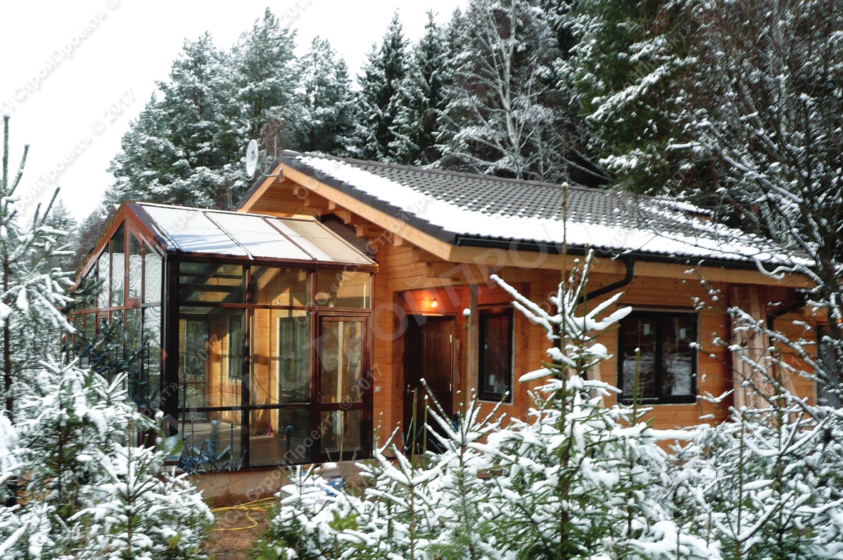 Проект деревянного дома из бруса Зимний сад